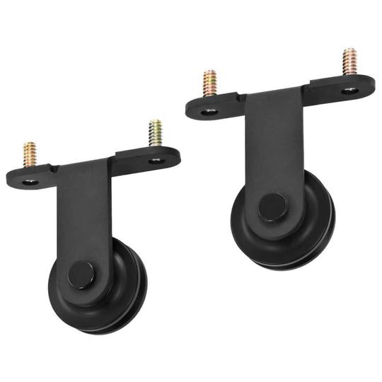 Sliding door hardware kit rollers in black, designed for smooth operation and durability, ideal for various home decors.