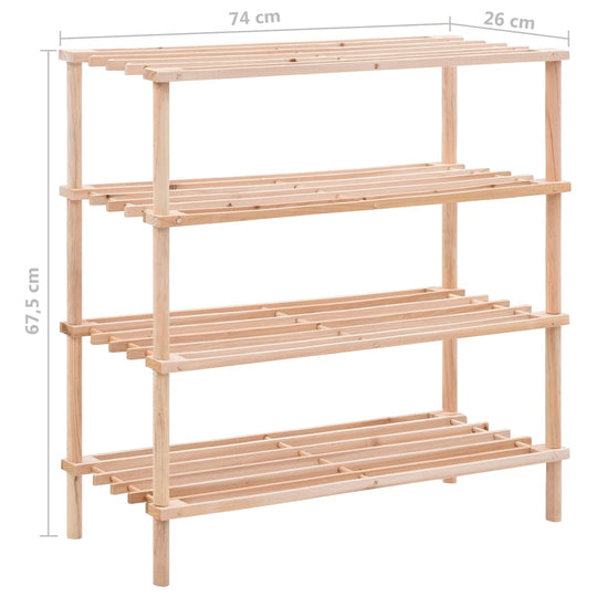 4-Tier Shoe Rack Solid Fir Wood , Home & Garden -> Household Supplies -> Storage & Organisation -> Clothing & Wardrobe Storage -> Shoe Racks & Organisers