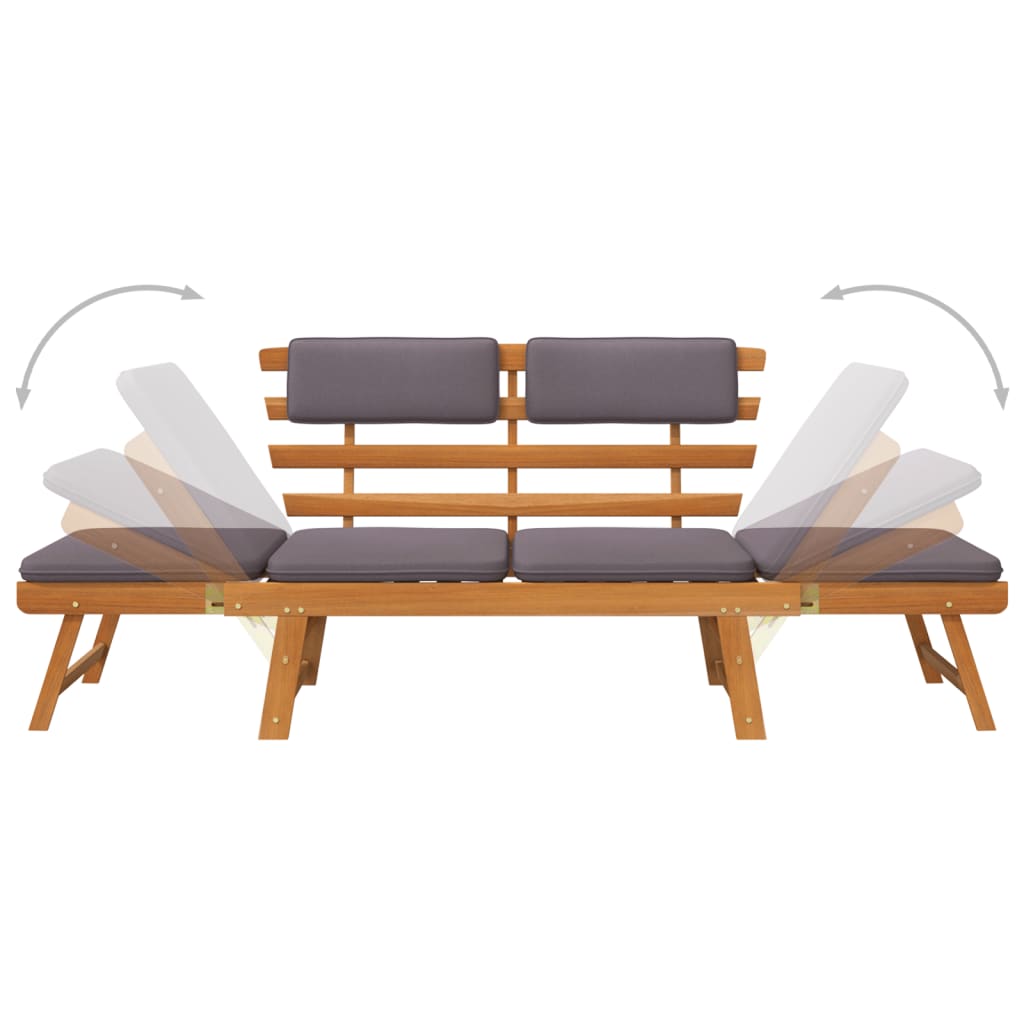 2-in-1 Garden Daybed with Cushion 190 cm Solid Acacia Wood , Furniture -> Outdoor Furniture -> Outdoor Seating -> Outdoor Benches , Decor -,Durable,eligant,Furniture -,Home & Garden -,Home Decor,Modern Design,new-305021,Outdoor Benches,Outdoor Furniture -