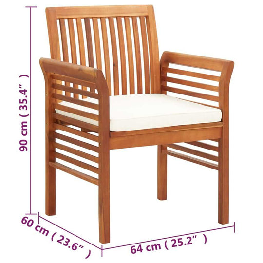 Garden Dining Chairs with Cushions 2 pcs Solid Acacia Wood