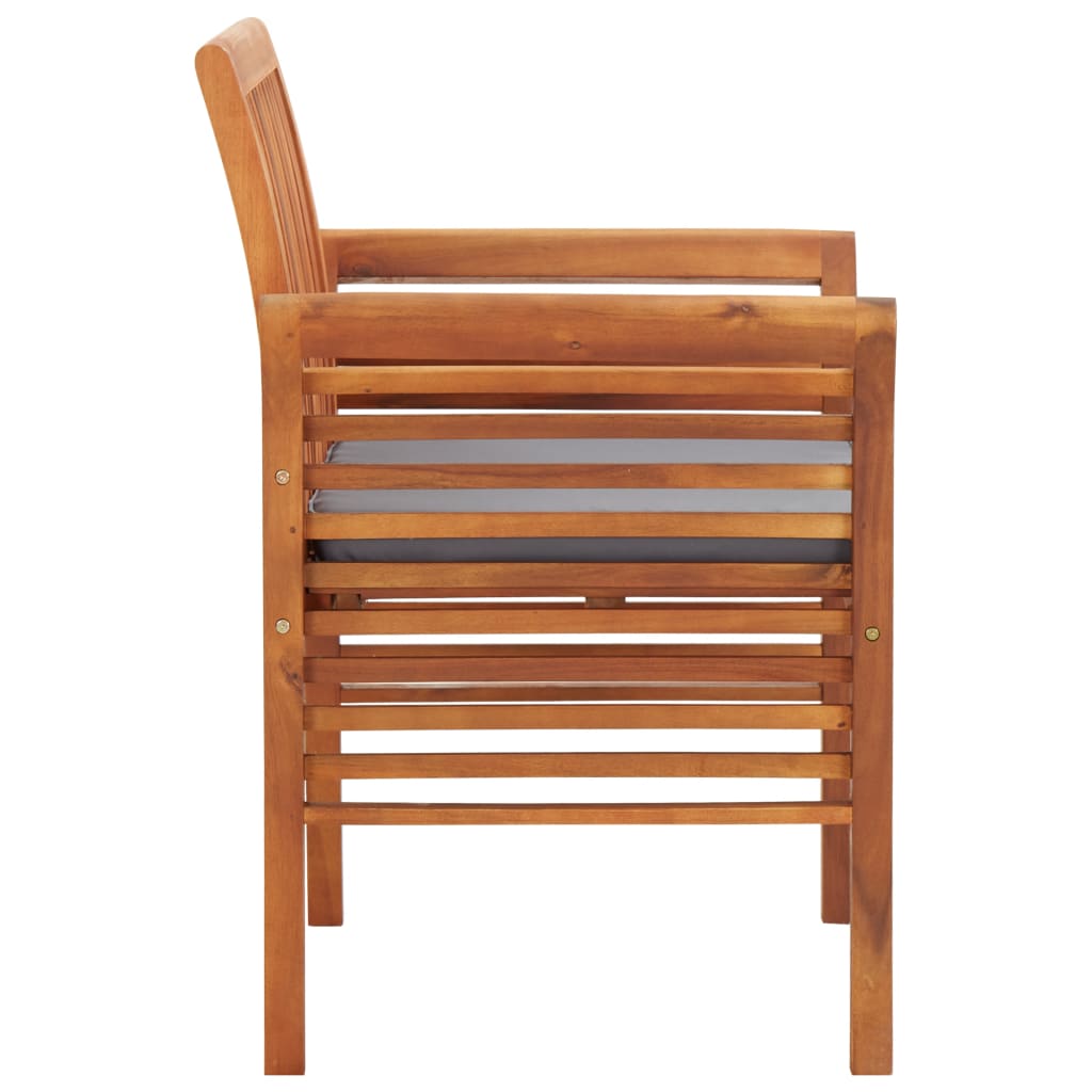 Acacia wood garden dining chair with cushions, showcasing its slatted design and cozy deep-seat for outdoor lounging.