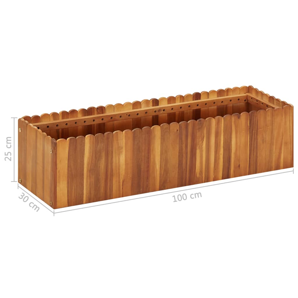 Wooden garden raised bed measuring 100x30x25 cm, perfect for outdoor furniture and DIY gardening projects.