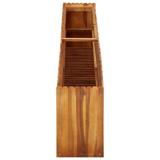 Wooden garden raised bed made of solid acacia wood with slatted bottom, ideal for outdoor gardening and furniture.