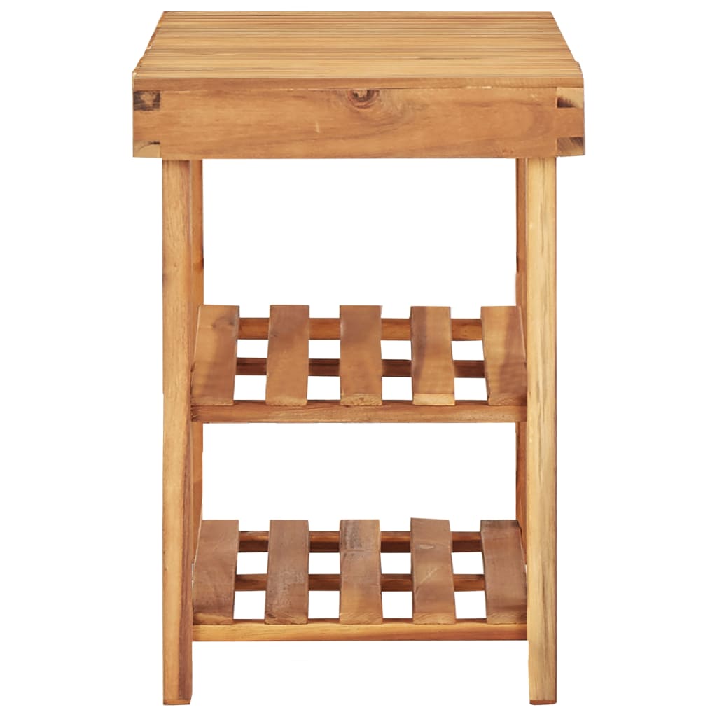 Wooden shoe rack with 2 shelves, made of solid acacia wood, perfect for organizing footwear in rustic style.