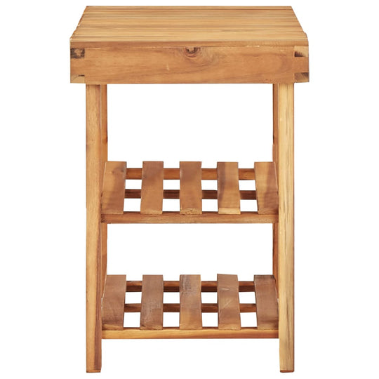 Wooden shoe rack with 2 shelves, made of solid acacia wood, perfect for organizing footwear in rustic style.