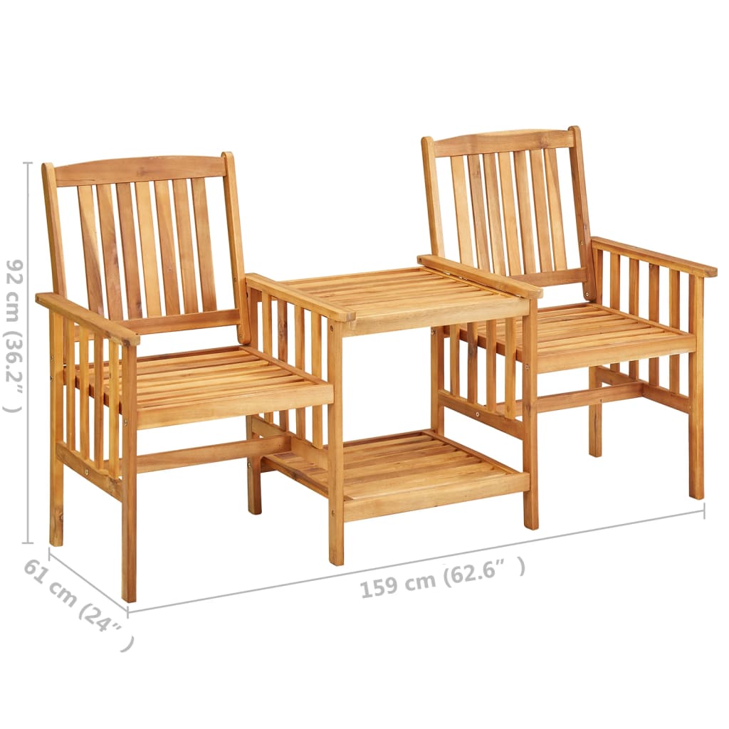 Garden Chairs with Tea Table 159x61x92 cm Solid Acacia Wood , Furniture -> Outdoor Furniture -> Outdoor Furniture Sets , Chairs -,Durable,eligant,Furniture -,Home & Garden -,Modern Design,new-305021,Outdoor Furniture -,Outdoor Furniture Sets,Tables -,Wood