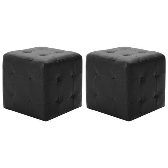 Pouffe 2 pcs 30x30x30 cm Faux Leather , Furniture -> Foot Rests , black,Comfortable,Decor -,eligant,Foot Rests,Furniture -,Home & Garden -,Home Decor,Leather,new-305021,Pouffe,relaxing,set of 2,Sofas