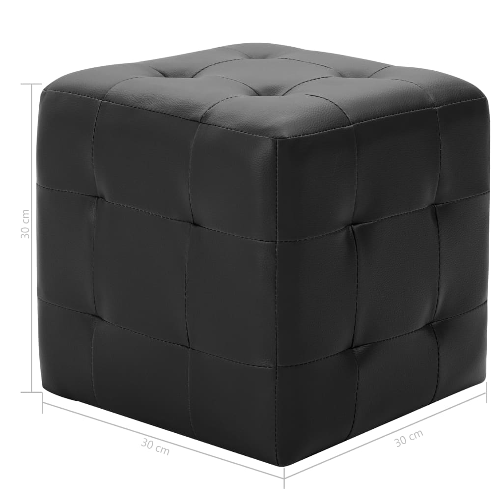 Pouffe 2 pcs 30x30x30 cm Faux Leather , Furniture -> Foot Rests , black,Comfortable,Decor -,eligant,Foot Rests,Furniture -,Home & Garden -,Home Decor,Leather,new-305021,Pouffe,relaxing,set of 2,Sofas