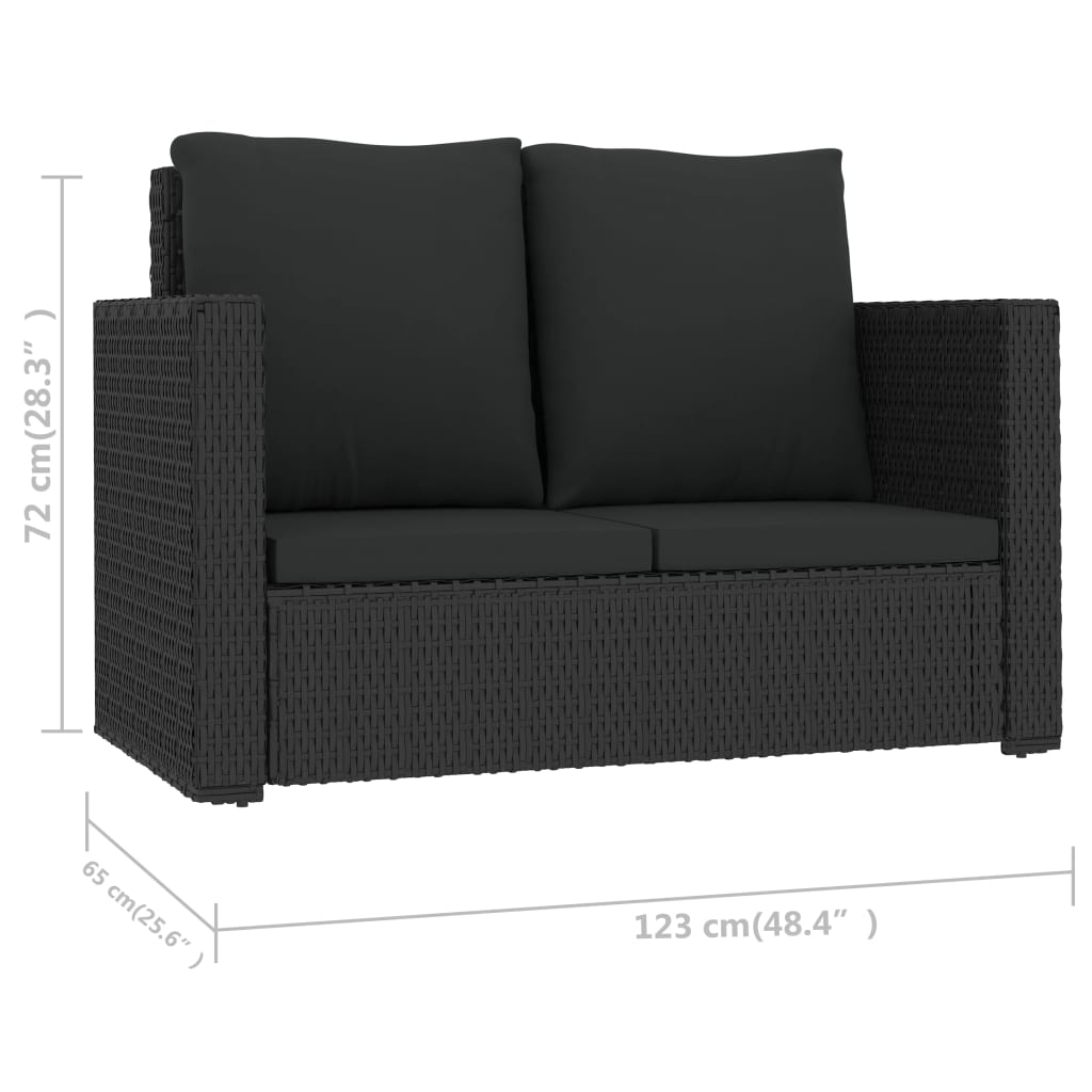 2 Piece Garden Lounge Set with Cushions Poly Rattan , Outdoor Furniture Sets