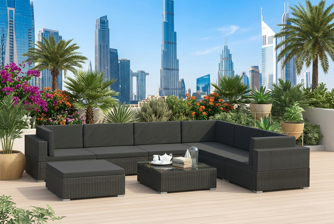 VidaXL 8 Piece Garden Lounge Set with Cushions Poly Rattan