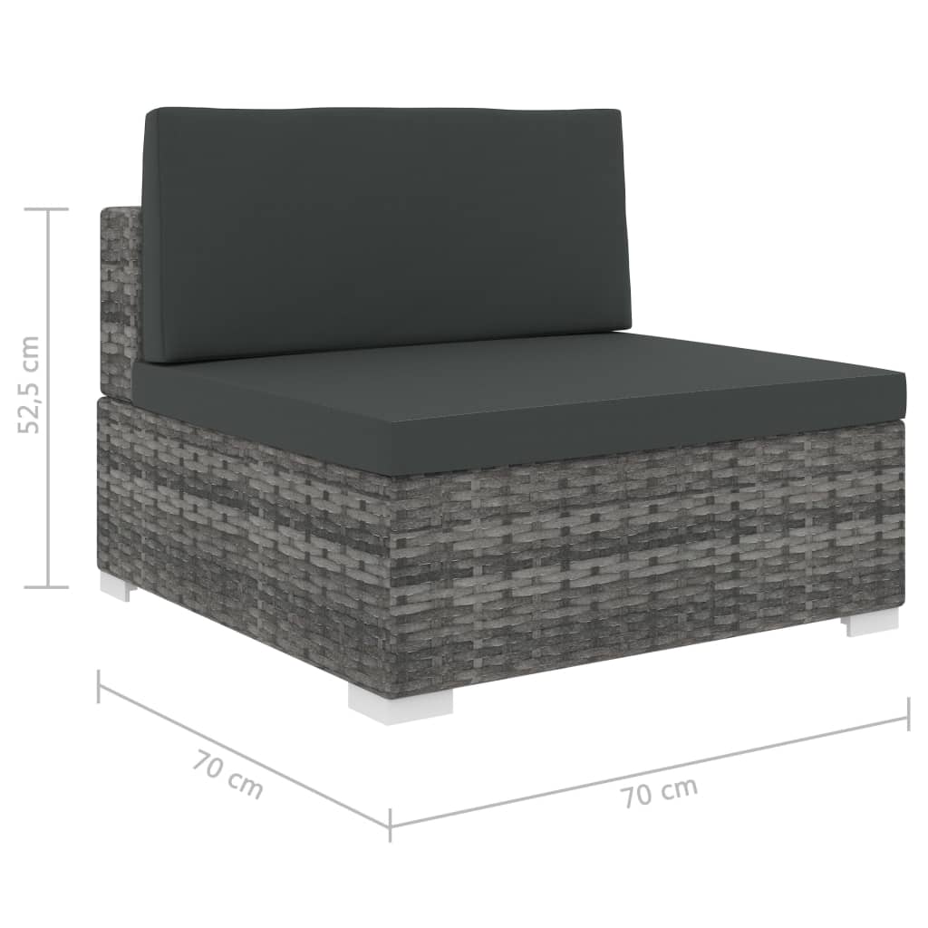 Sectional Middle Seat  pc with Cushions Poly Rattan