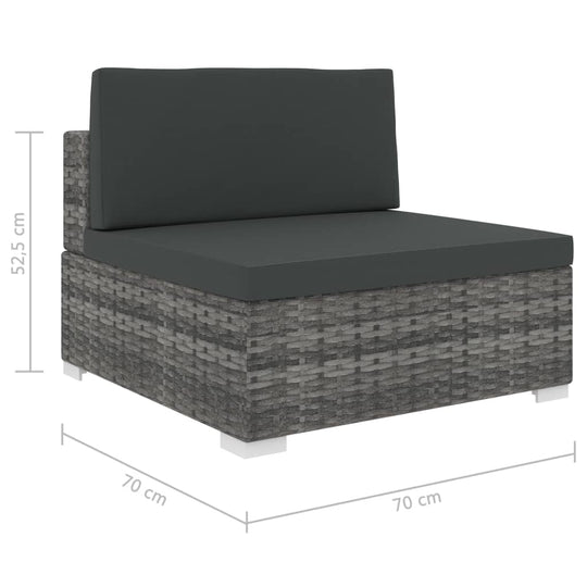 Sectional Middle Seat  pc with Cushions Poly Rattan