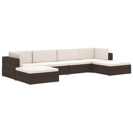 Rattan sectional corner chair with cream cushions, designed for outdoor use, featuring a durable steel frame.