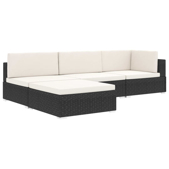 modern black rattan sectional sofa with cream cushions, ideal for outdoor furniture and comfort