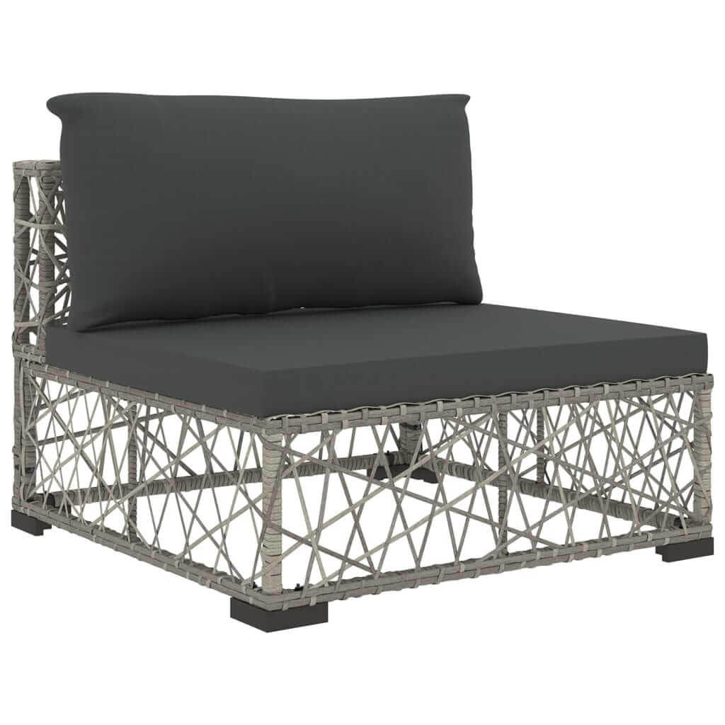 5-piece garden lounge set modular chair with grey cushions and weather-resistant PE rattan frame for outdoor use.