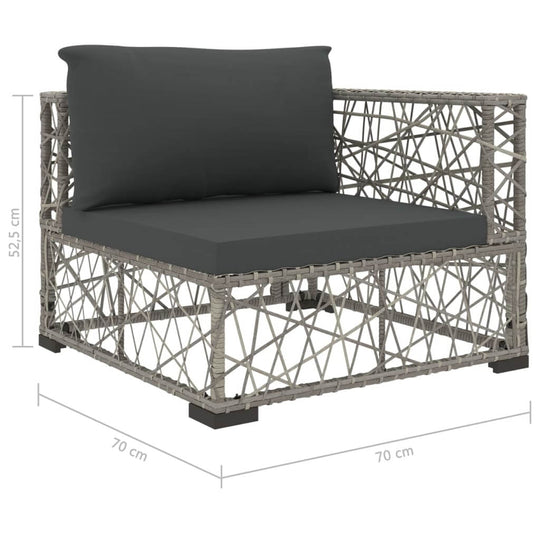 5 Piece garden lounge set corner sofa with grey cushions and poly rattan frame, perfect for outdoor furniture design.