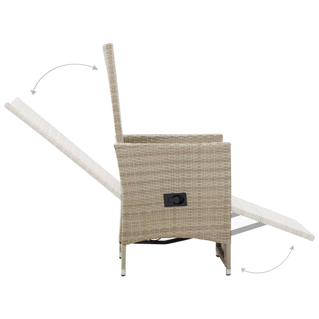 Reclining Garden Chairs 2 pcs with Cushions Poly Rattan