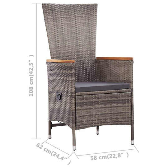 9 Piece Outdoor Dining Set with Cushions Poly Rattan