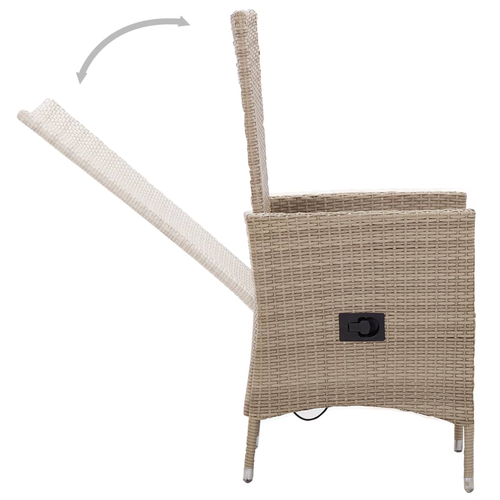 Outdoor Chairs 2 pcs with Cushions Poly Rattan Beige