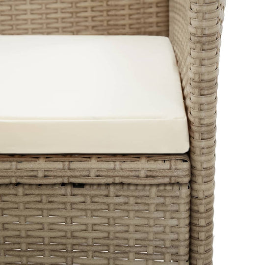 Outdoor Chairs 2 pcs with Cushions Poly Rattan Beige