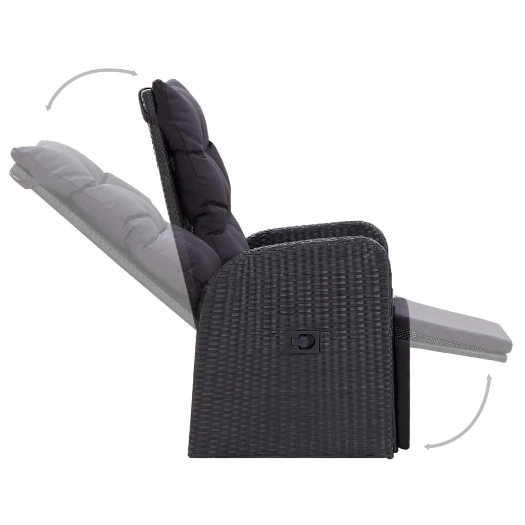 3 Piece Bistro Set with Cushions Poly Rattan