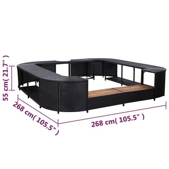 Square Spa Surround Black 268 x 268 x 55 cm Poly Rattan , Home & Garden -> Pool & Spa -> Pool & Spa Accessories , Home & Garden -,Modern Design,new-305021,Pool & Spa -,Pool & Spa Accessories,square