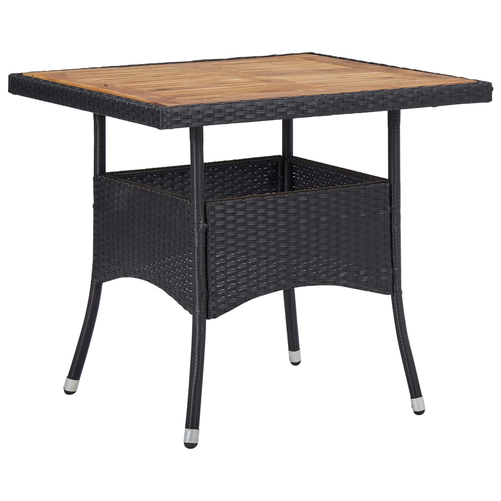 Outdoor Dining Table Poly Rattan and Solid Acacia Wood , Outdoor Tables