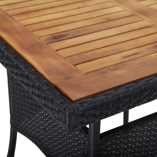 Outdoor Dining Table Poly Rattan and Solid Acacia Wood , Outdoor Tables