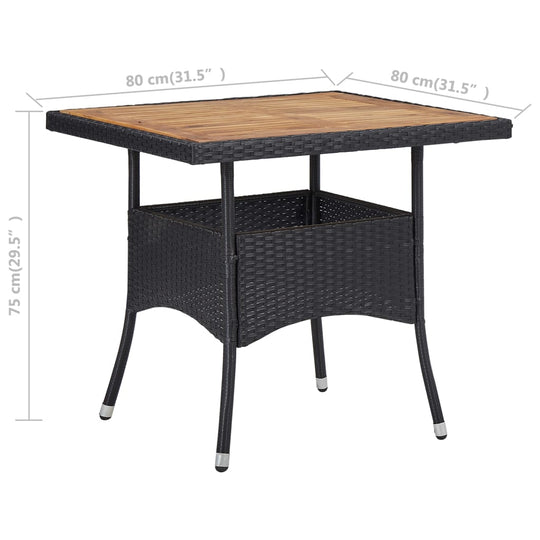 Outdoor Dining Table Poly Rattan and Solid Acacia Wood , Outdoor Tables