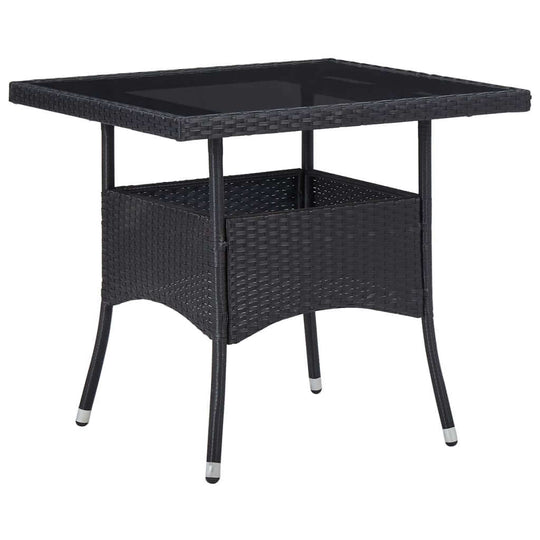 Outdoor Dining Table  Poly Rattan and Glass