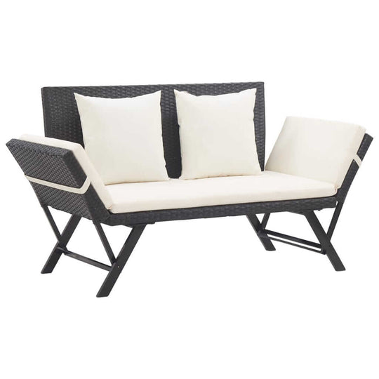Garden Bench with Cushions 176 cm Poly Rattan featuring comfortable cushions and a stylish design.