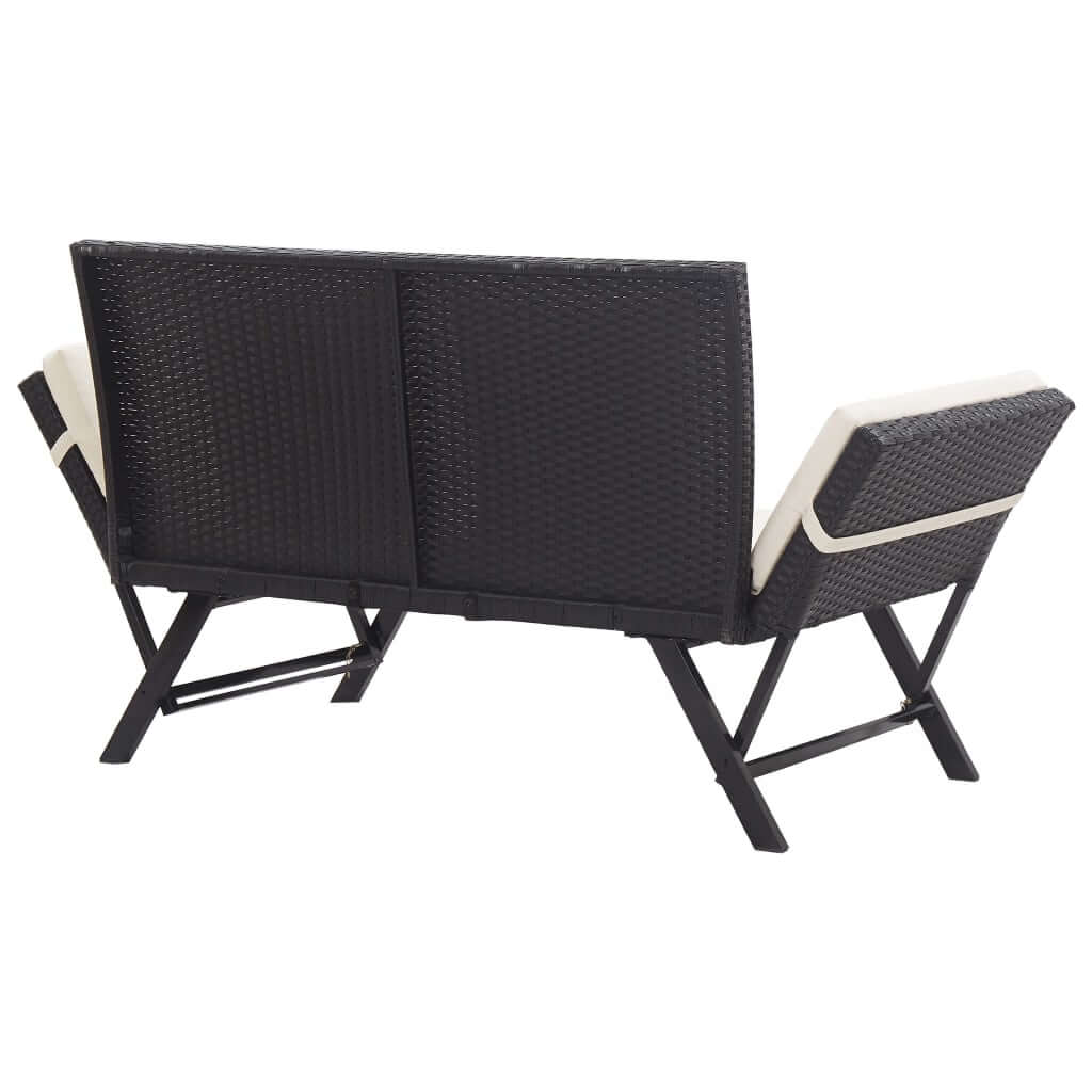 Garden Bench with Cushions 176 cm  Poly Rattan seen from the back, showcasing its stylish design and sturdy frame.