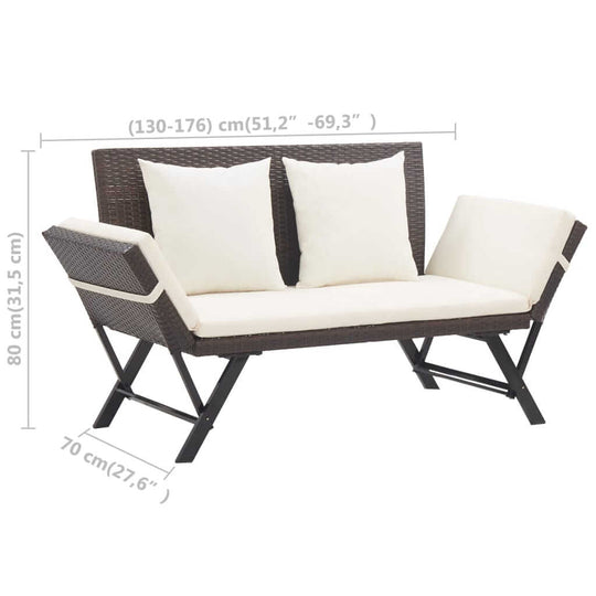 Garden Bench with Cushions 176 cm Poly Rattan , Furniture -> Outdoor Furniture -> Outdoor Seating -> Outdoor Benches