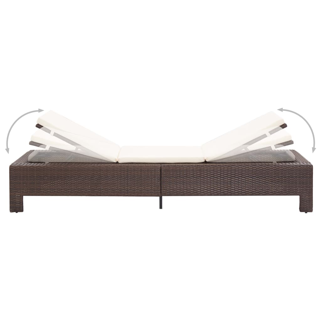 Sunbed with Cushion – Comfortable Poly Rattan Outdoor Lounger in adjustable position, ideal for relaxing by the pool or patio.