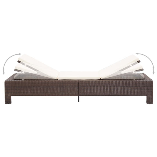 Sunbed with Cushion – Comfortable Poly Rattan Outdoor Lounger in adjustable position, ideal for relaxing by the pool or patio.