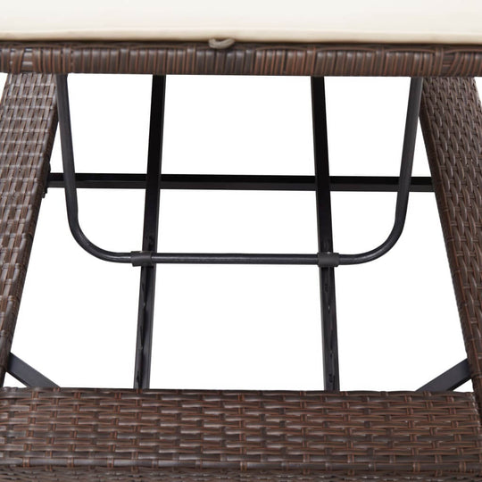 Close-up of a Sunbed with Cushion – Comfortable Poly Rattan Outdoor Lounger frame.