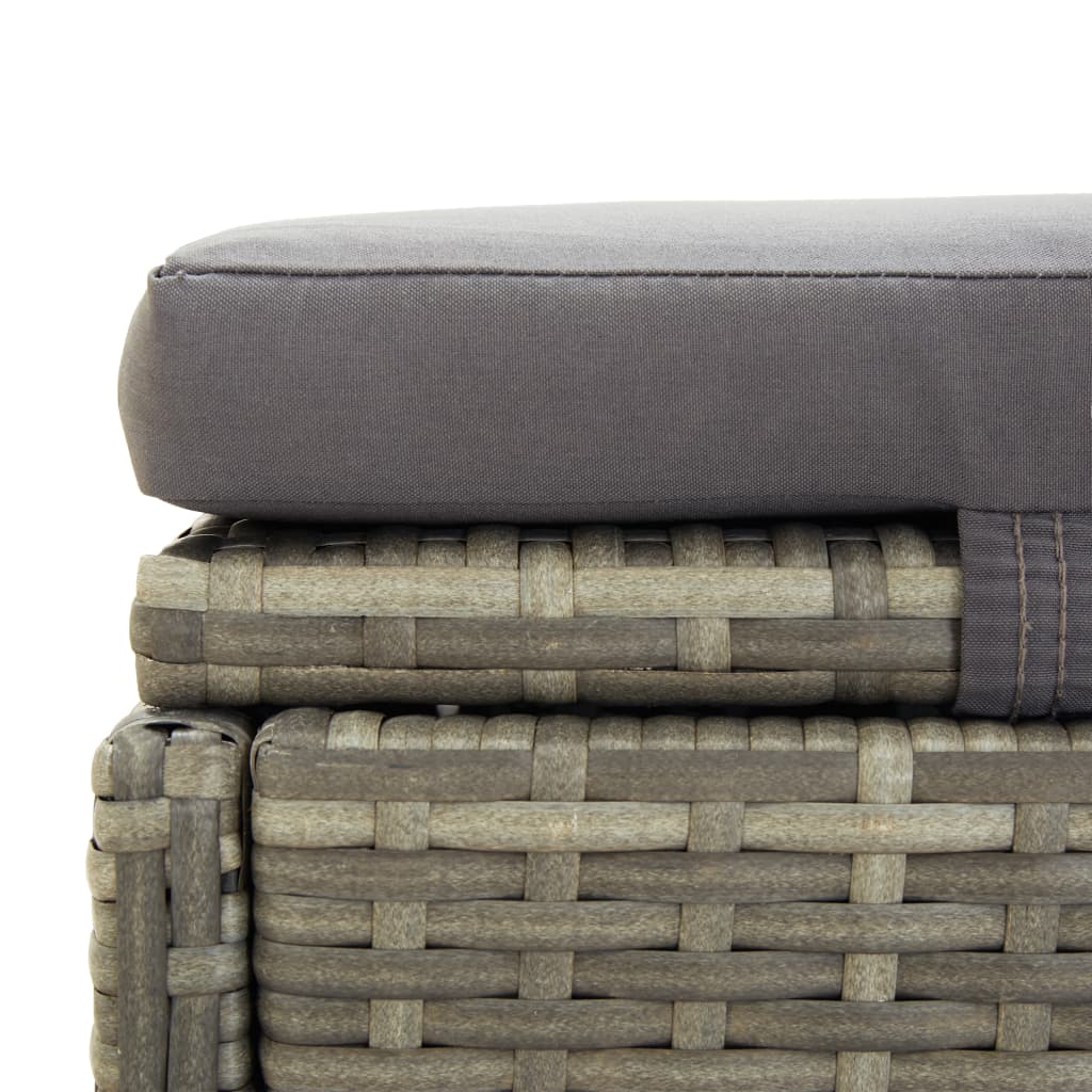 Grey poly rattan sunbed cushion close-up, showcasing comfort and quality design for outdoor relaxation.