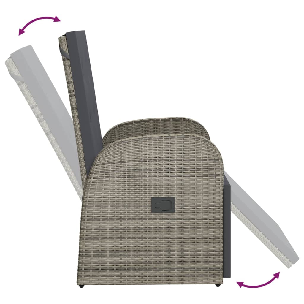Reclining Garden Chair with Cushion Poly Rattan