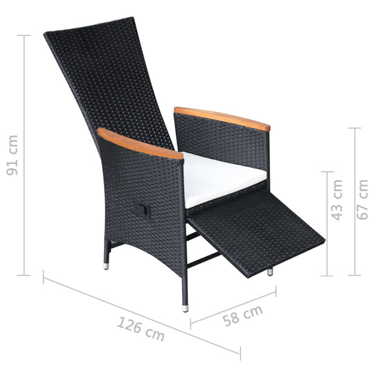 Reclining Garden Chairs 2 pcs with Cushions Poly Rattan , Furniture -> Outdoor Furniture -> Outdoor Seating -> Outdoor Chairs , Durable,eligant,Furniture -,Home & Garden -,Modern Design,new-305021,Outdoor Chairs,Outdoor Furniture -,Outdoor Seating -