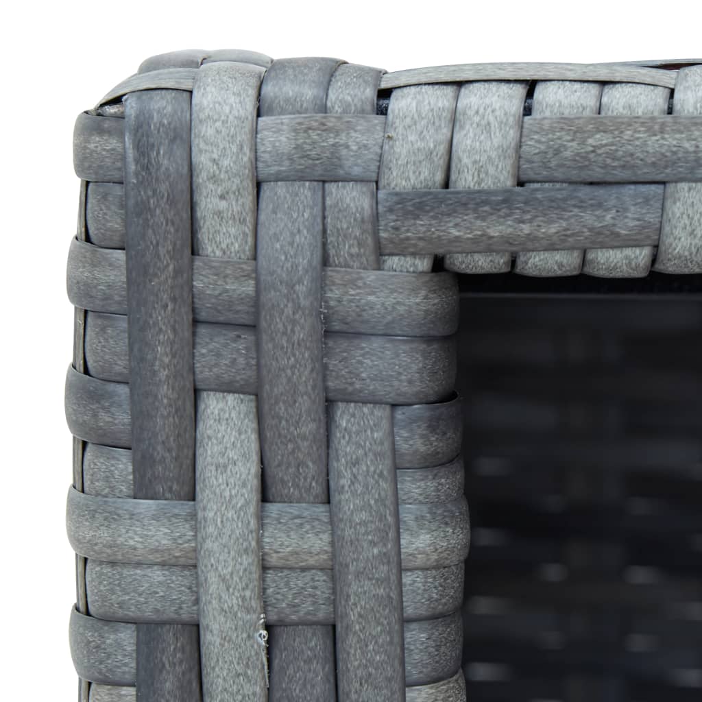 Close-up of the grey poly rattan weave showcasing durability and style for spa steps.