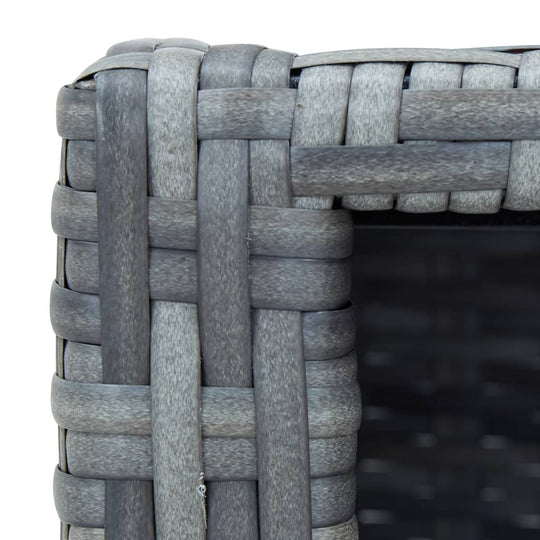 Close-up of the grey poly rattan weave showcasing durability and style for spa steps.