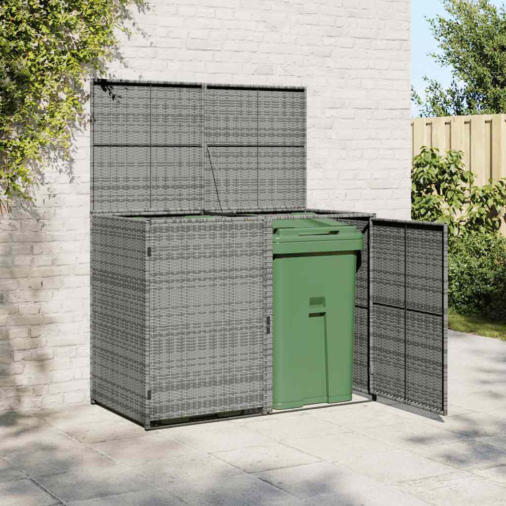 VidaXL Double Wheelie Bin Shed Poly Rattan Anthracite 148x77x111 cm