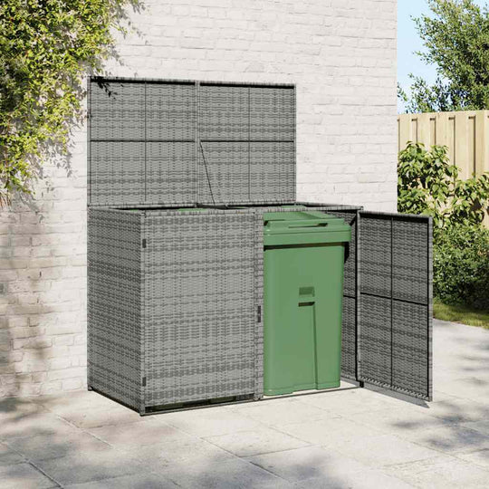 VidaXL Double Wheelie Bin Shed Poly Rattan Anthracite 148x77x111 cm