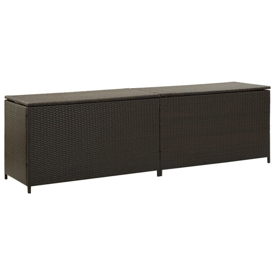 Garden Storage Box Poly Rattan 200x50x60 cm Brown