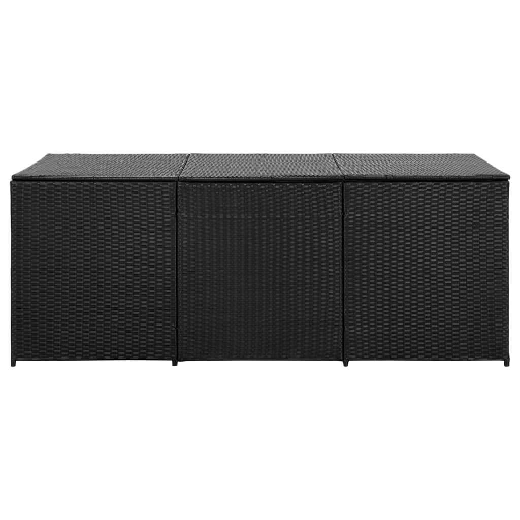 Garden Storage Box Poly Rattan 180x90x70 cm Black