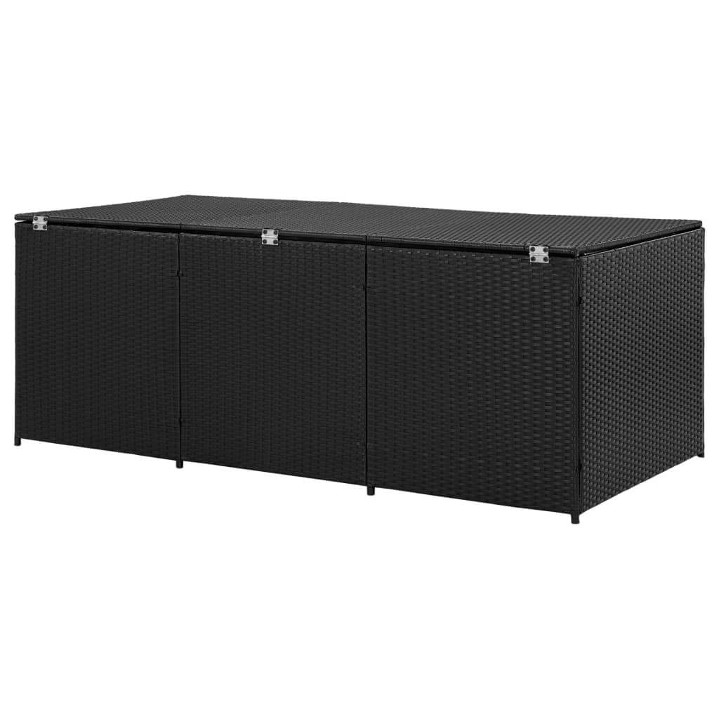 Garden Storage Box Poly Rattan 180x90x70 cm Black