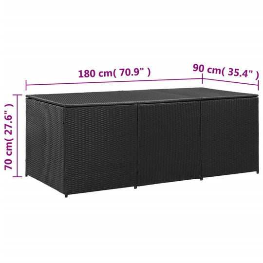 Garden Storage Box Poly Rattan 180x90x70 cm Black