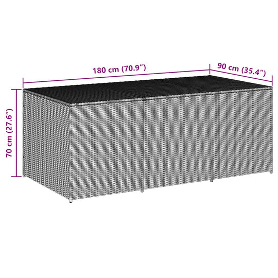 Garden Storage Box Poly Rattan 180x90x70 cm