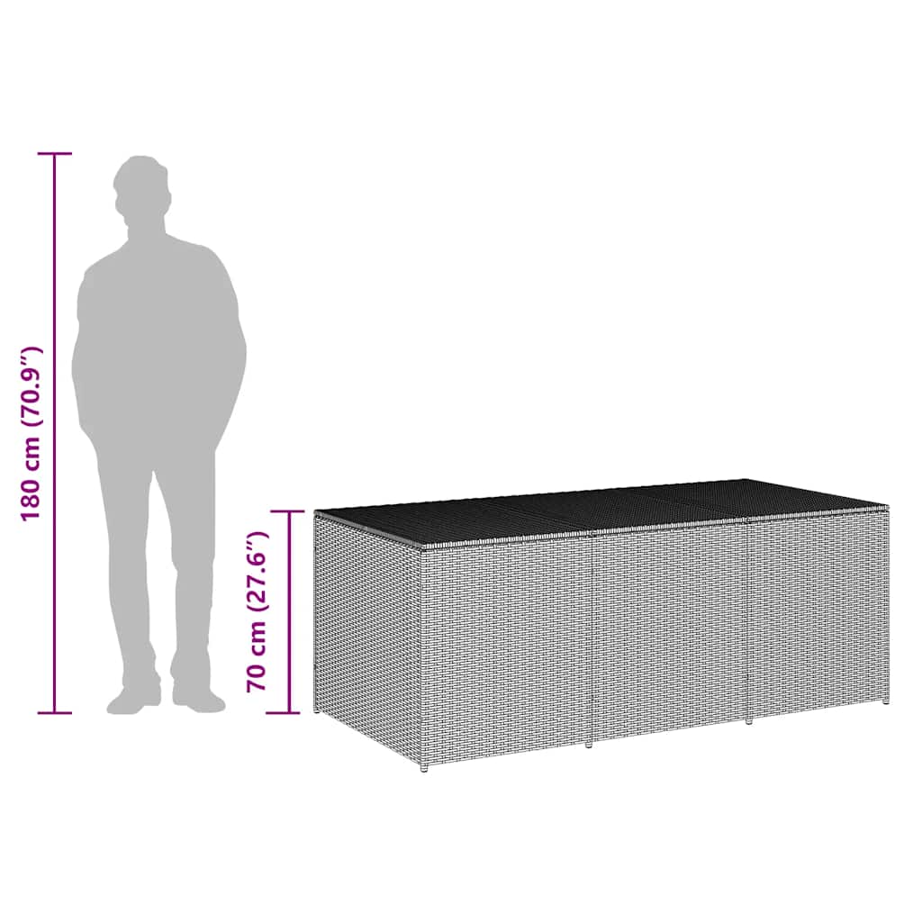 Garden Storage Box Poly Rattan 180x90x70 cm