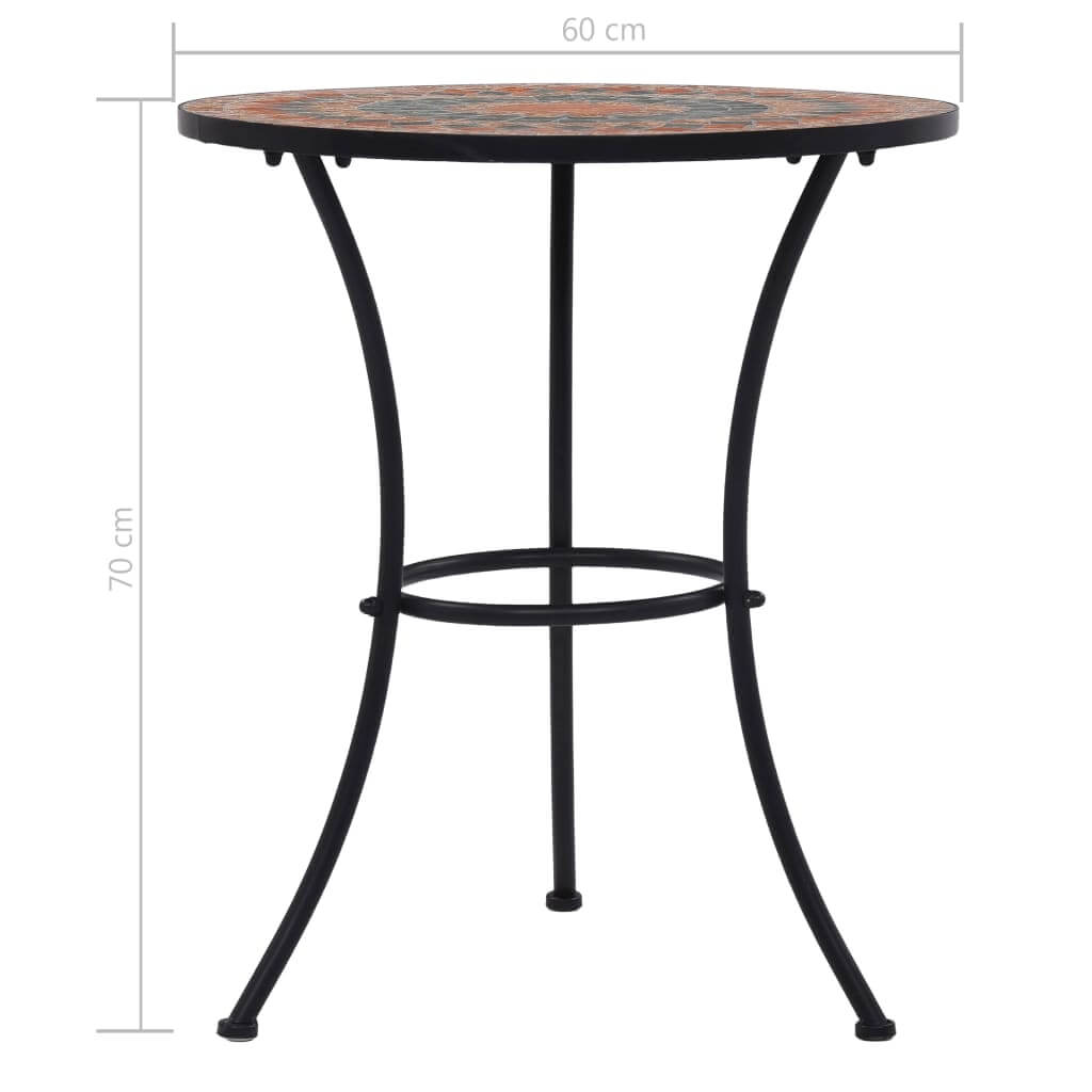 Mosaic Bistro Table /Grey 60cm Ceramic